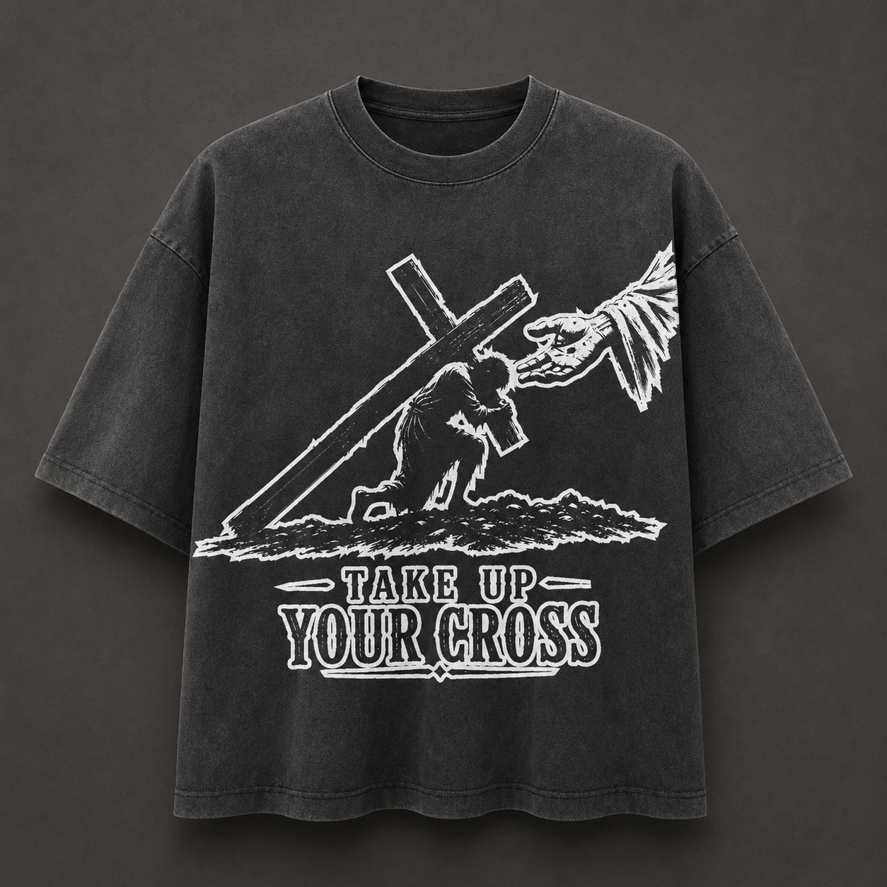 Take Up Your Cross t-shirt in Faded Coal